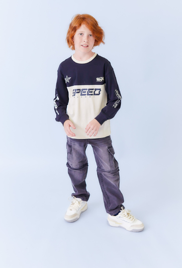Czarna bluzka chłopięca SPEED z nadrukami