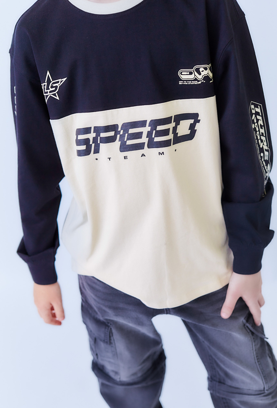 Czarna bluzka chłopięca SPEED z nadrukami