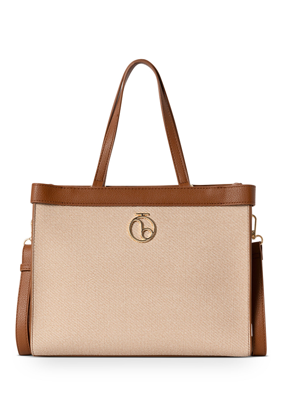 Beżowo-brązowa torebka nobo