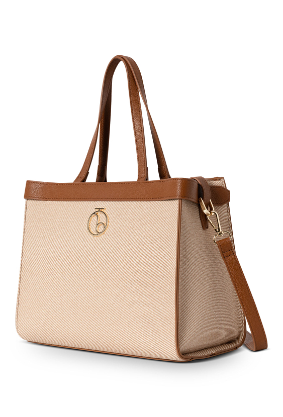 Beżowo-brązowa torebka nobo