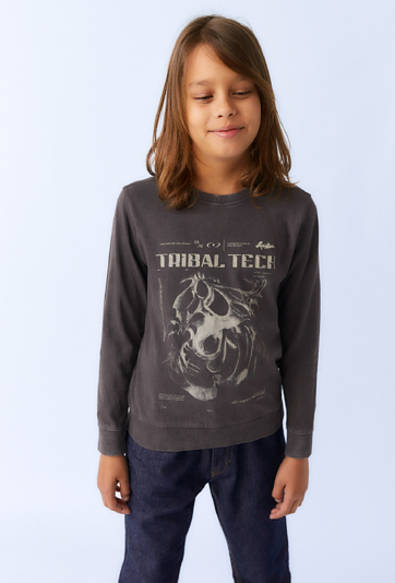 Bluzka chłopięca z długim rękawem i nadrukiem