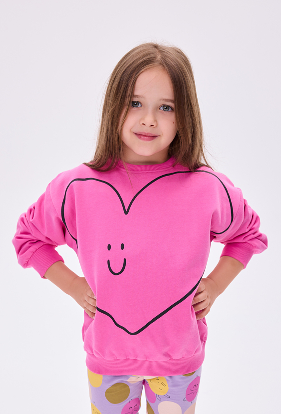 Bluza dziewczęca z dużym nadrukiem serca