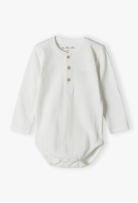 Białe bawełniane body z długim rękawem