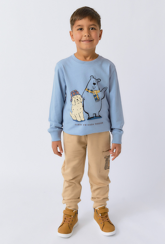 Bluzka chłopięca z nadrukiem i ściągaczami