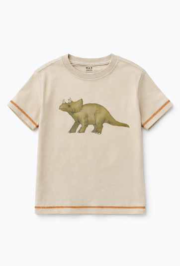 T-shirt chłopięcy z malowanym dinozaurem