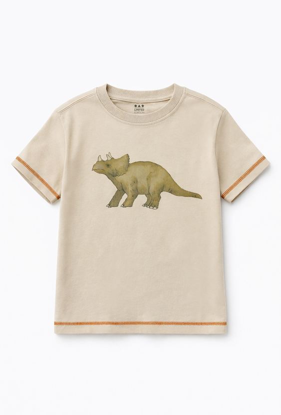 T-shirt chłopięcy z malowanym dinozaurem
