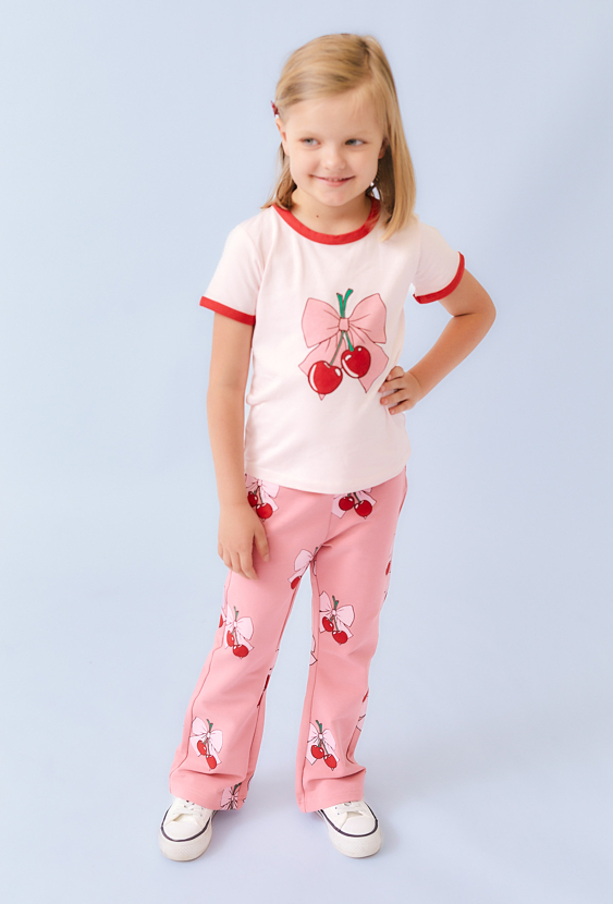 Różowe legginsy z kokardkami i wisienkami – Limited Edition