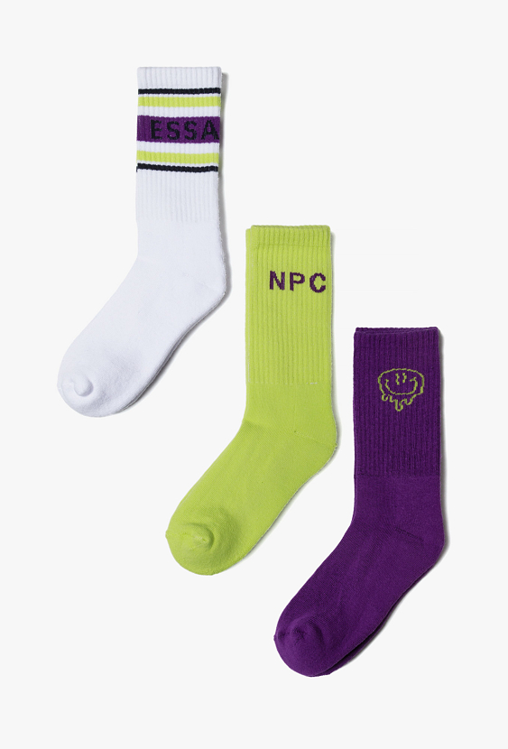 Zestaw 3 par wysokich skarpet chłopięcych