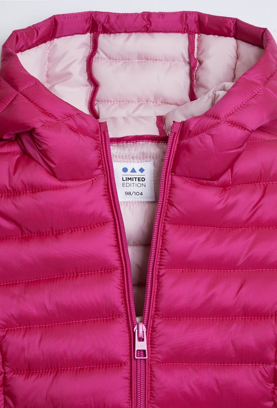 Różowa, lekka pikowana kurtka przejściowa dla dziewczynki