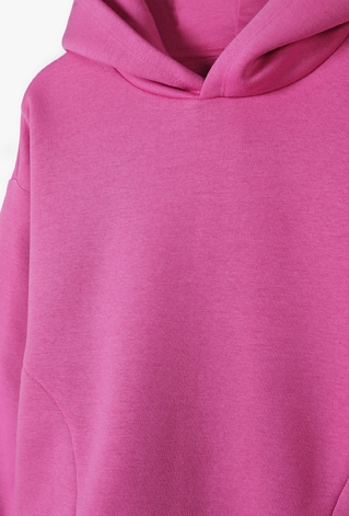 Bluza dresowa dziewczęca z kapturem - różowa