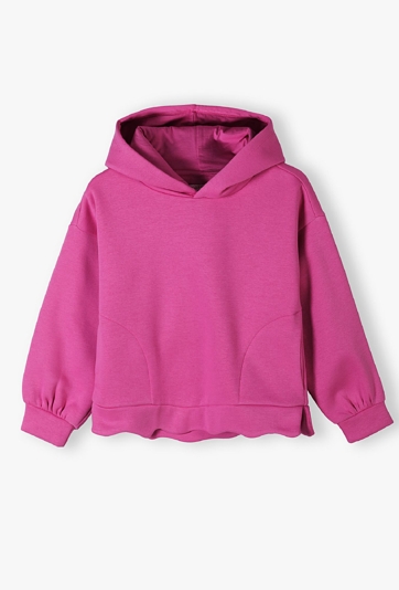 Bluza dresowa dziewczęca z kapturem - różowa