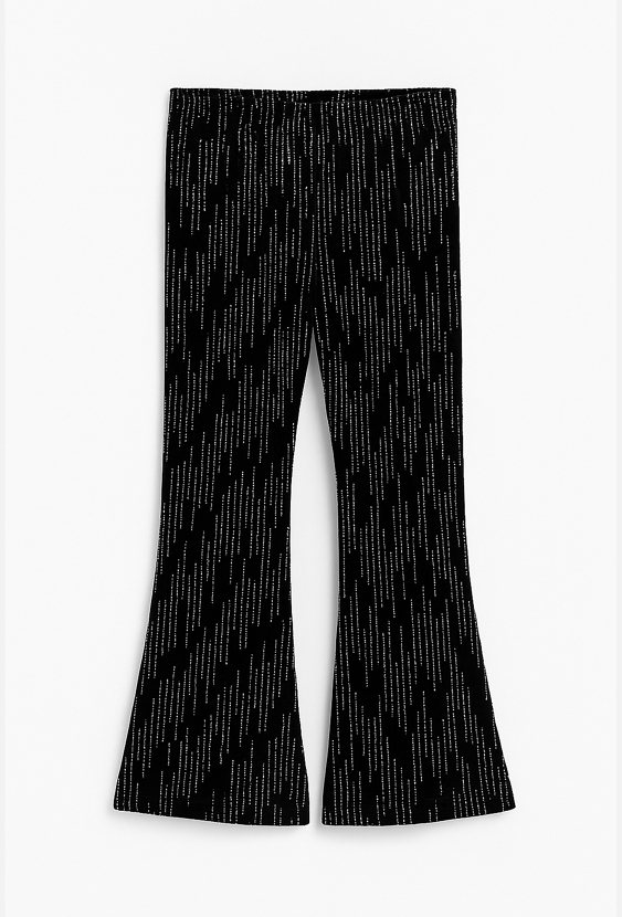 Czarne spodnie dziewczęce flare z połyskiem