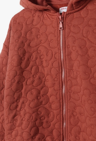 Bluza dziewczęca z pikowanymi przeszyciami i kapturem