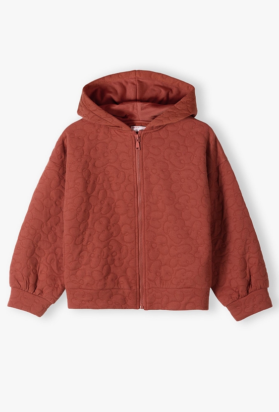 Bluza dziewczęca z pikowanymi przeszyciami i kapturem