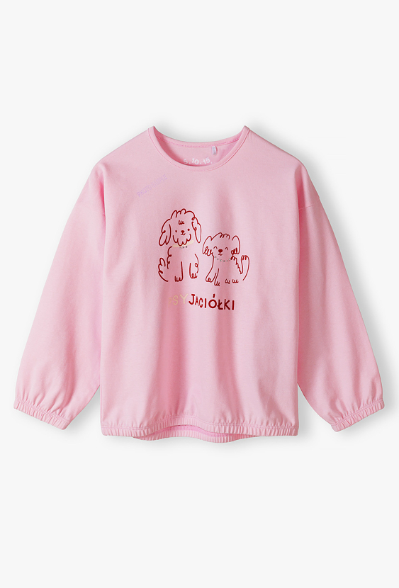 Bluzka z długim rękawem z nadrukiem piesków