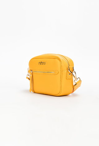 Żółta torebka crossbody z kolorowym paskiem