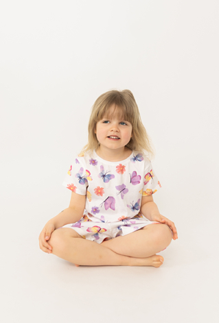 Bawełniana piżama dziewczęca w motylki