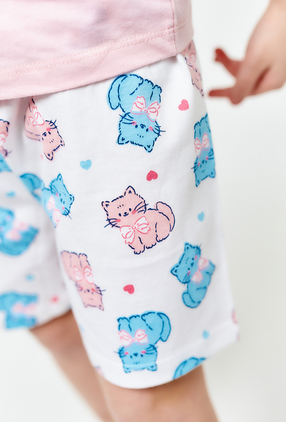 Piżama dla dziewczynki - różowa z kotkami