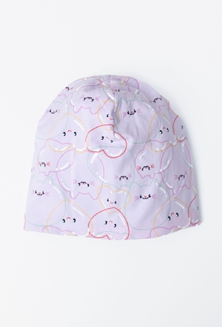 Cienka czapka dla dziewczynki - różowa w serduszka