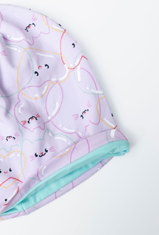 Cienka czapka dla dziewczynki - różowa w serduszka