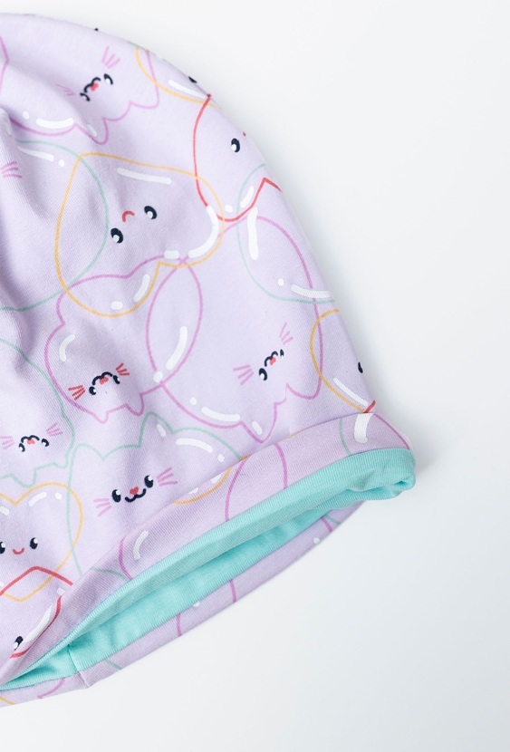 Cienka czapka dla dziewczynki - różowa w serduszka