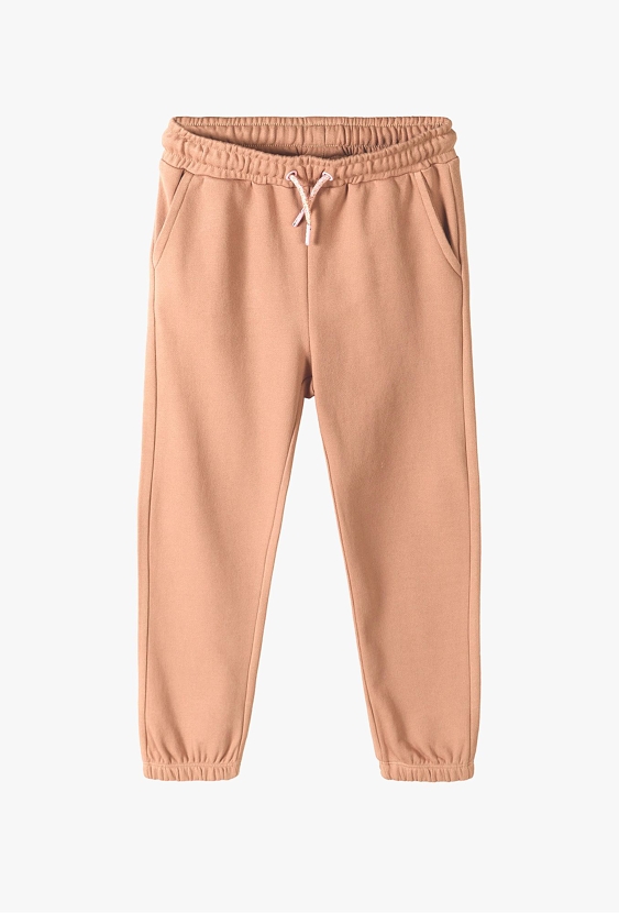 Brązowe dzianinowe spodnie dresowe dla dziewczynki - 5.10.15.