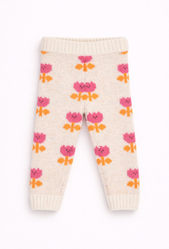 Spodnie dzianinowe z żakardowym wzorem