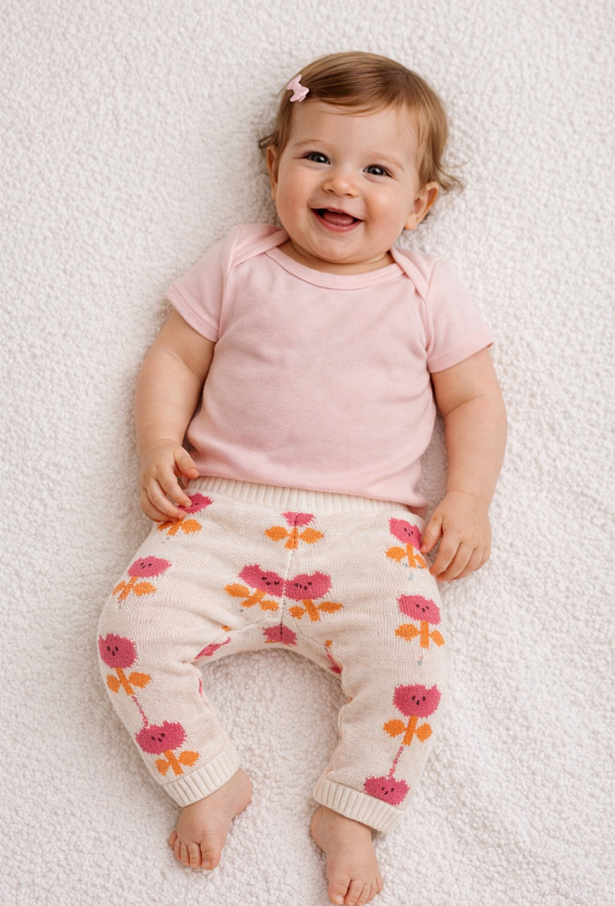 Spodnie dzianinowe z żakardowym wzorem