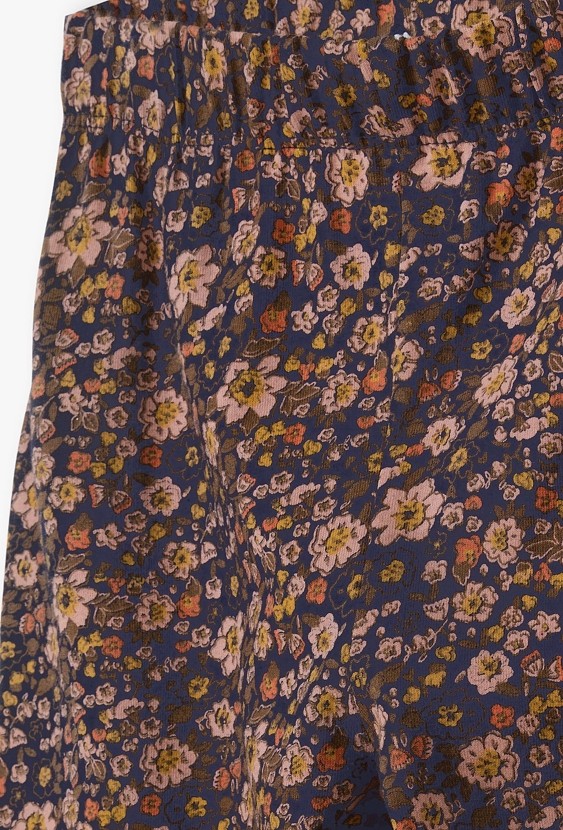 Dzianinowe leginsy dziewczęce - brązowe w kwiatki