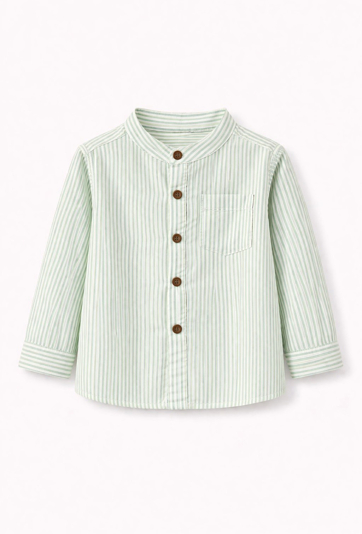 Koszula w paski ze stójką dla chłopca – 100% bawełna