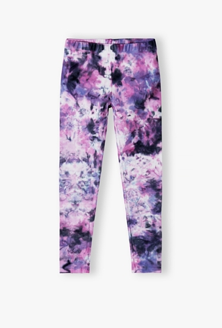 Legginsy dla dziewczynki z efektem tie-dye