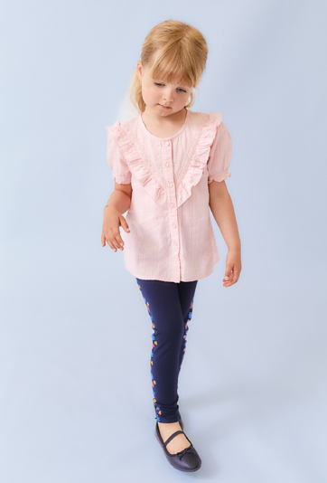 Granatowe legginsy z kwiatowym nadrukiem po bokach