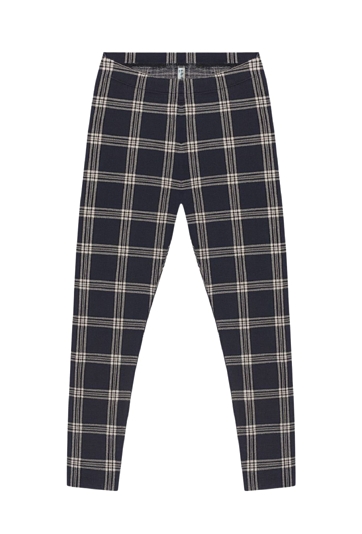 Granatowe legginsy dziewczęce w kratkę