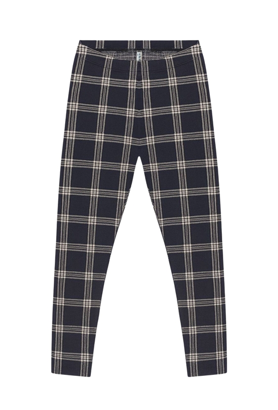 Granatowe legginsy dziewczęce w kratkę