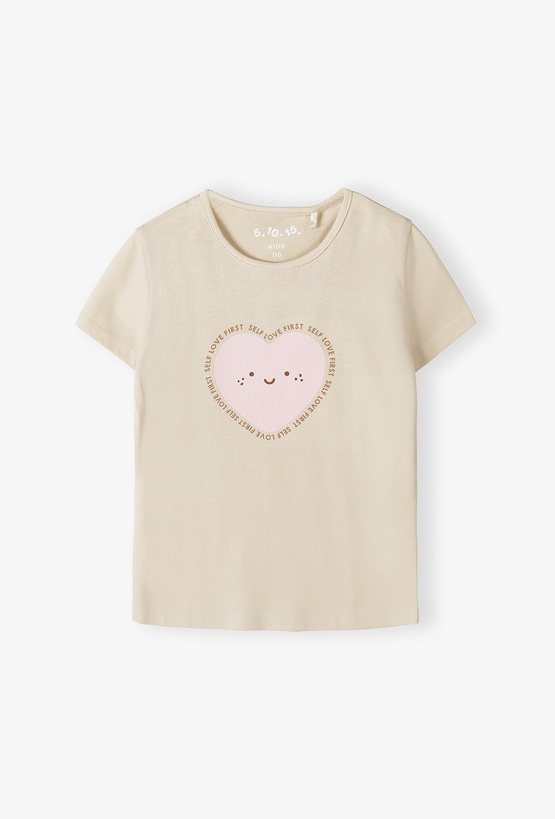 Koszulka dziewczęca z nadrukiem serca i napisem Self Love First