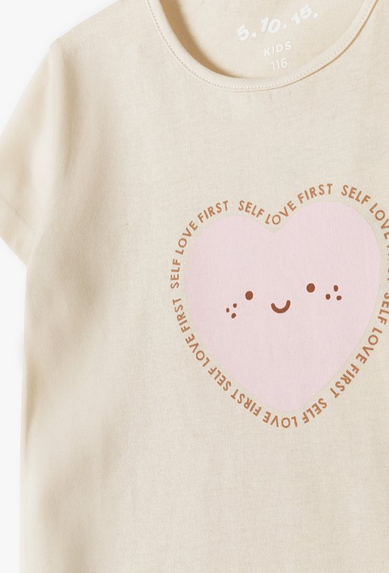Koszulka dziewczęca z nadrukiem serca i napisem Self Love First