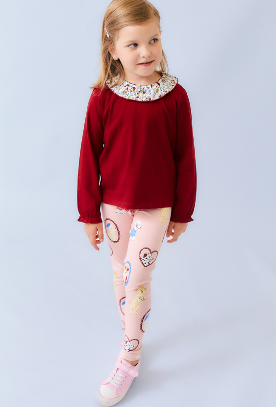 Różowe legginsy dziewczęce z nadrukiem