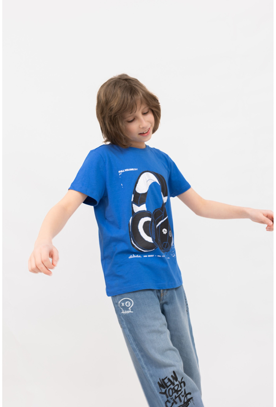 Koszulka chłopięca z nadrukiem słuchawek, regular