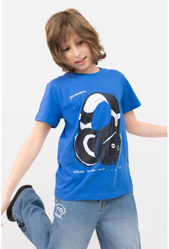 Koszulka chłopięca z nadrukiem słuchawek, regular