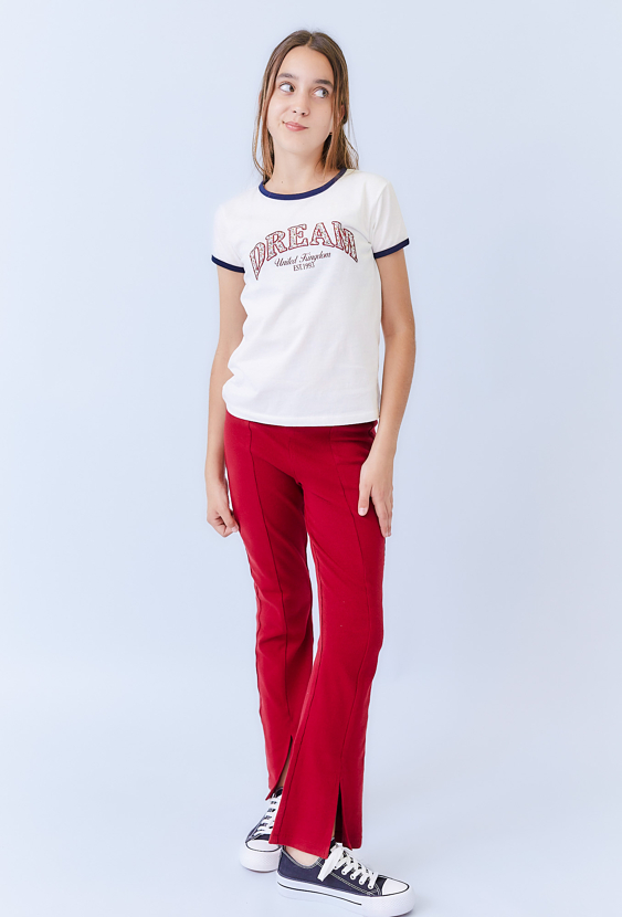 Czerwone legginsy dziewczęce flare z rozcięciami