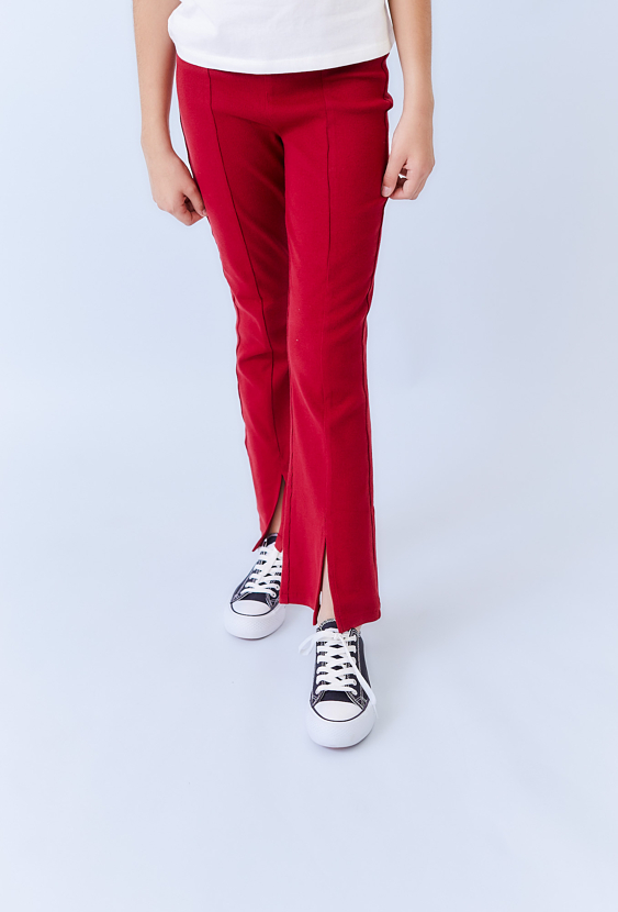 Czerwone legginsy dziewczęce flare z rozcięciami