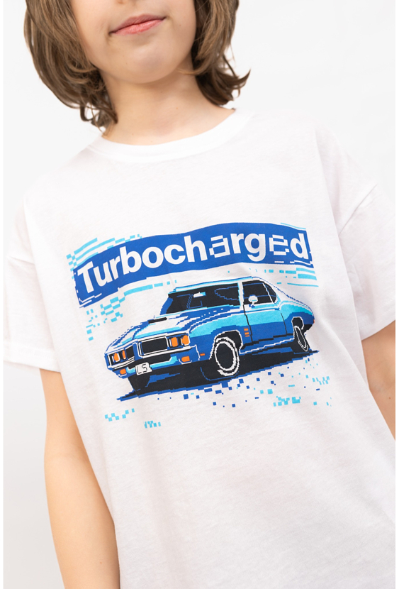 Koszulka chłopięca oversize z nadrukiem samochodowym