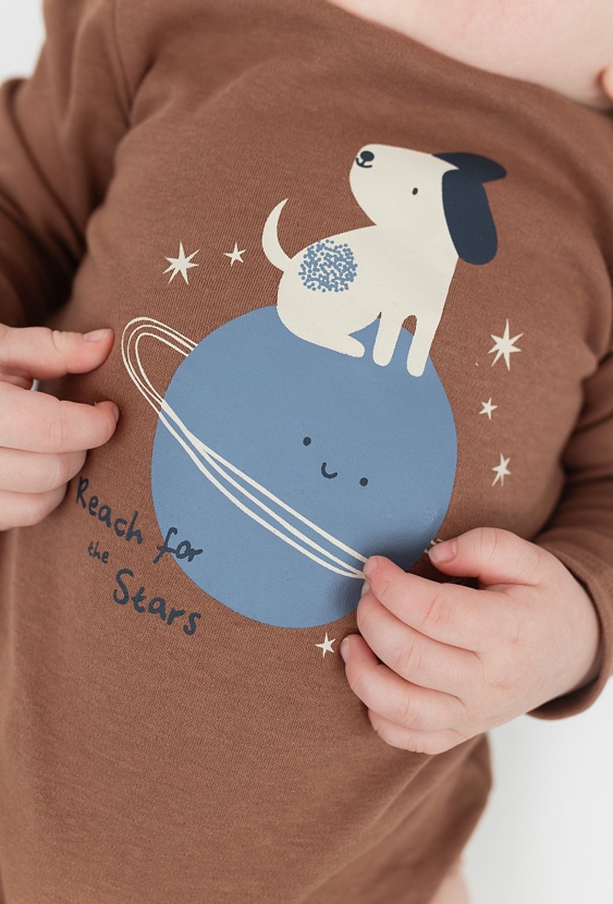 Body z długim rękawem z nadrukiem pieska