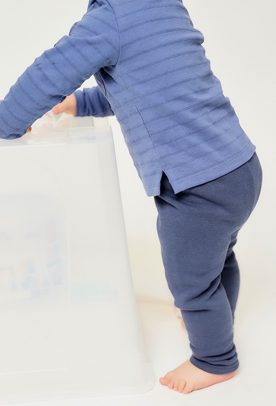 Body niemowlęce z długim rękawem i kołnierzykiem - niebieskie