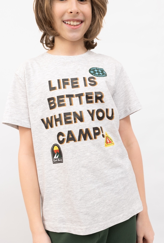 Koszulka chłopięca z printem „Life is better when you camp”
