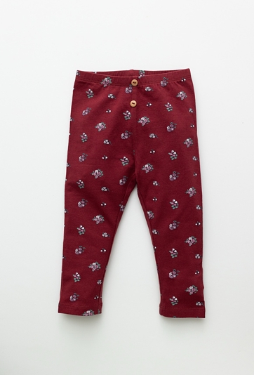 Czerwone legginsy niemowlęce w kwiatuszki z bawełny