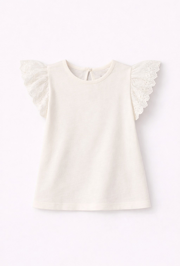 Dziewczęca koszulka z koronkowymi rękawami
