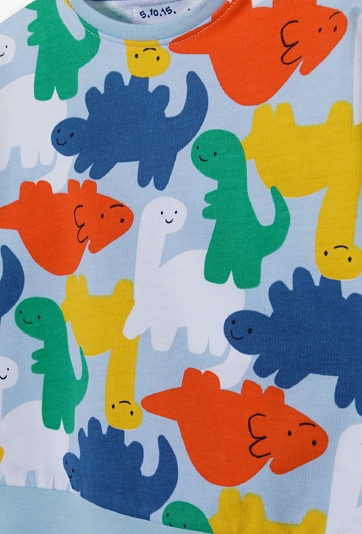 Błękitna bawełniana bluza niemowlęce w kolorowe dinozaury