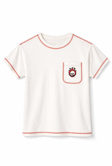 Koszulka oversize chłopięca z kieszonką i haftem