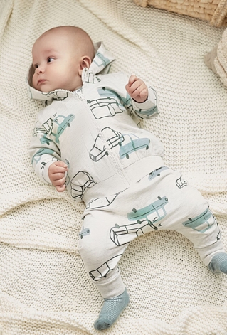 Szara bluza niemowlęca w samochodziki - rozpinana z kapturem